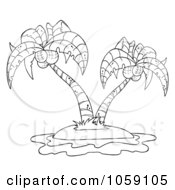 Poster, Art Print Of Outlined Double Palm Tree Logo