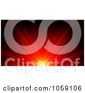 Poster, Art Print Of Fiery Burst Of Red Light With On Black