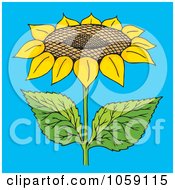 Royalty Free Vector Clip Art Illustration Of A Sunflower Over Blue by Any Vector