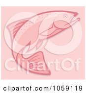 Royalty Free Vector Clip Art Illustration Of A Pink Salmon On Pink by Any Vector #COLLC1059119-0165
