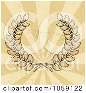 Royalty Free Vector Clip Art Illustration Of A Leafy Wreath Over Grungy Beige And Tan Rays by Any Vector