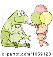 Poster, Art Print Of Frog Holding An Ice Cream Cone With His Tongue