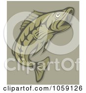 Poster, Art Print Of Green Fish On Tan