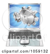 Poster, Art Print Of 3d Laptop Gear Cogs Emerging From The Screen