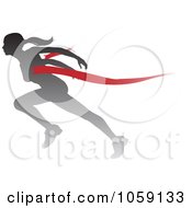 Poster, Art Print Of Silhouetted Female Runner Breaking Through The Finish Line
