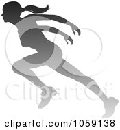 Royalty Free Vector Clip Art Illustration Of A Silhouetted Female Runner Breaking Through The Finish Line