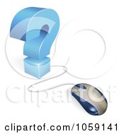Royalty Free Vector Clip Art Illustration Of A 3d Blue Question Mark And Computer Mouse by AtStockIllustration