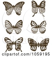 Poster, Art Print Of Digital Collage Of Brown Vintage Butterflies