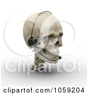 Royalty Free CGI Clip Art Illustration Of A 3d Skull Wearing A Headset