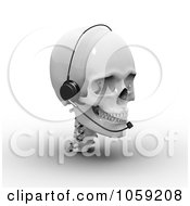 Poster, Art Print Of 3d White Skull Wearing A Headset