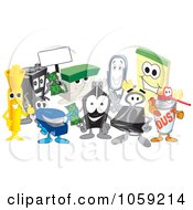 Group Of Office Supply Characters
