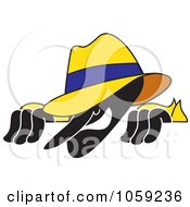 Royalty Free Vector Clip Art Illustration Of A Silhouetted Detective Peeking Over A Surface