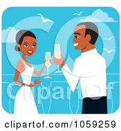 Poster, Art Print Of Black Wedding Couple Toasting With Champagne
