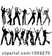 Poster, Art Print Of Digital Collage Of Black Silhouetted Dancing People