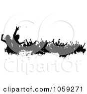 Poster, Art Print Of Grungy Black And White Border Of Silhouetted Dancers - 2