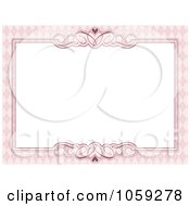 Royalty Free Vector Clip Art Illustration Of A Pink Argyle Swirl And Heart Frame Around White Space by KJ Pargeter