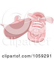Royalty Free Vector Clip Art Illustration Of A Pair Of Pink Girl Baby Shoes With Laces by Pushkin