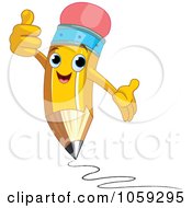 Poster, Art Print Of Pencil Character Holding A Thumb Up
