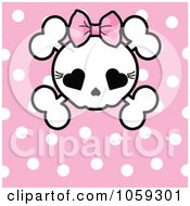Poster, Art Print Of Polka Dot Background With A Girly Skull
