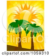 Royalty Free Vector Clip Art Illustration Of An Evening Sun Over Two Palm Trees
