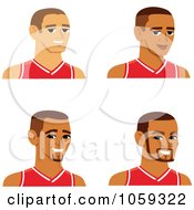 Royalty Free Vector Clip Art Illustration Of A Digital Collage Of Male Avatars Wearing Basketball Jerseys