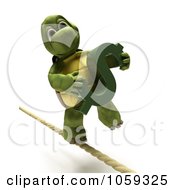 3d Tortoise Walking A Tight Rope With A Dollar Symbol