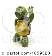 Royalty Free CGI Clip Art Illustration Of A 3d Tortoise Cupping His Ear And Listening