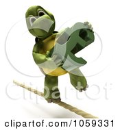 Poster, Art Print Of 3d Tortoise Walking A Tight Rope With A Lira Symbol