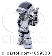 Royalty Free CGI Clip Art Illustration Of A 3d Robot Cupping His Ear