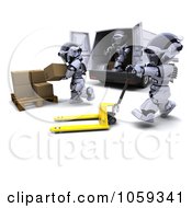 Poster, Art Print Of 3d Robots Loading Packages