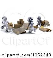Poster, Art Print Of 3d Robots Organizing Packages