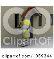 Poster, Art Print Of 3d White Character Installing A Window Screen
