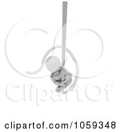 Poster, Art Print Of 3d White Character Climbing A Rope