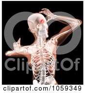 Royalty Free CGI Clip Art Illustration Of A 3d Womans Body With Head Pain Highlighted by KJ Pargeter