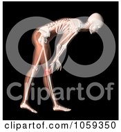 Poster, Art Print Of 3d Womans Body Bending Over With Knee Pain Highlighted