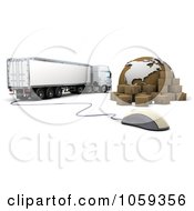 Poster, Art Print Of 3d Computer Mouse Packages Globe And Big Rig