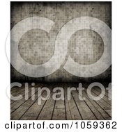 Poster, Art Print Of Sepia Background Of Grungy Wood Floors And Tiled Wall