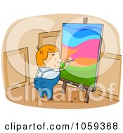 Royalty Free Vector Clip Art Illustration Of A Man Painting On A Canvas