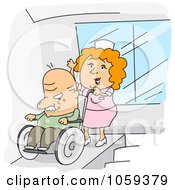 Poster, Art Print Of Nurse Pushing A Man In A Wheelchair
