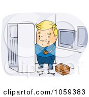 Royalty Free Vector Clip Art Illustration Of An Appliance Repair Man