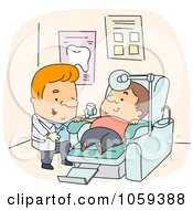 Royalty Free Vector Clip Art Illustration Of A Dentist Giving Mouth Wash To A Patient by BNP Design Studio