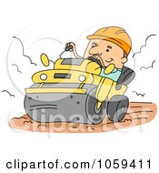 Poster, Art Print Of Construction Worker Operating A Vibro Roller