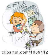 Poster, Art Print Of Cashier Checking Out A Grocery Shopper