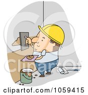 Poster, Art Print Of Builder Applying Plaster