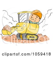 Construction Worker Using A Backhoe