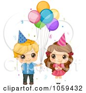Poster, Art Print Of Cute Birthday Boy Giving Balloons To A Girl