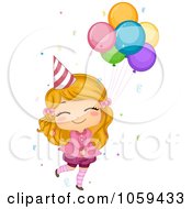Poster, Art Print Of Cute Birthday Girl Holding Onto Balloons