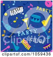 Royalty Free Vector Clip Art Illustration Of A Seamless Blue Music Party Background