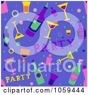 Poster, Art Print Of Seamless Blue Cocktail Party Background
