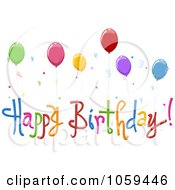 Poster, Art Print Of Happy Birthday Text With Party Balloons